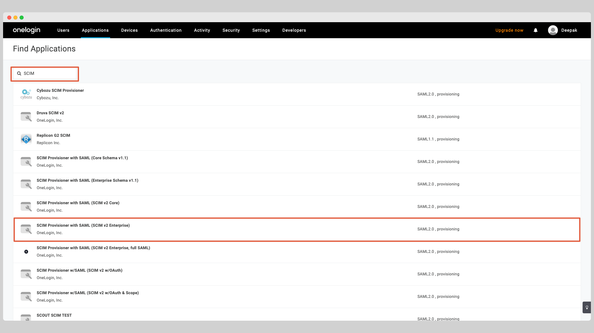 OneLogin SCIM Step 2